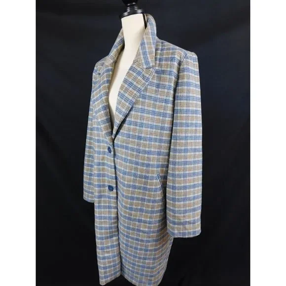 Cotton On 2 Button Plaid Long Coat NWT Size 12 - Picture 4 of 14